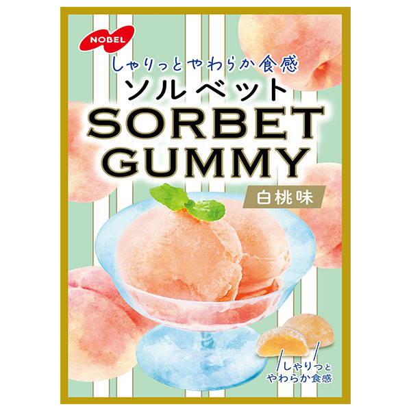 ネコポス ノーベル製菓 ソルベットグミ 白桃味 50g×6袋入