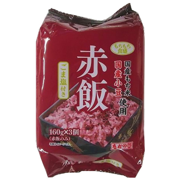 たかの 小豆赤飯 ごま塩付 3個パック (160g×3個)×8個入×(2ケース)