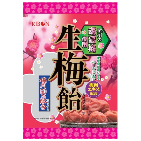 【送料無料・メーカー/問屋直送品・代引不可】リボン 生梅飴 90g×12袋入