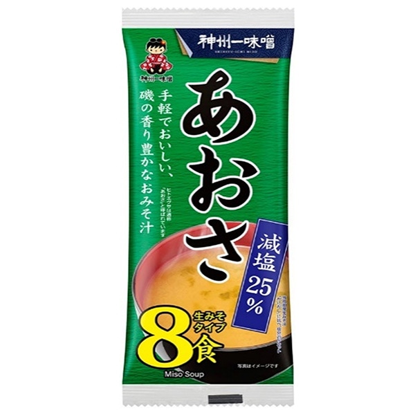 神州一味噌 即席生みそ汁 あおさ減塩 8食×12袋入×(2ケース)