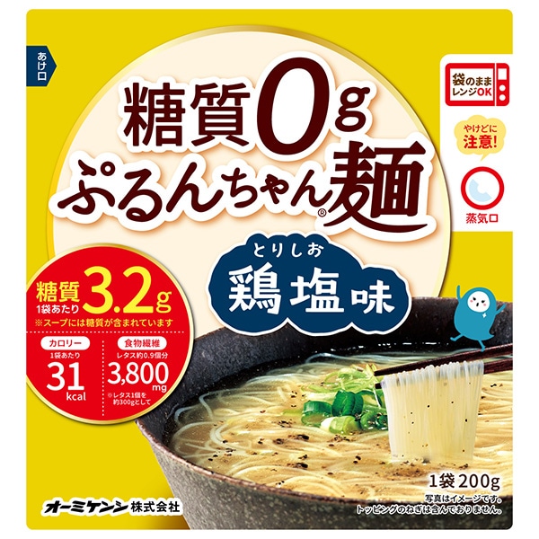 オーミケンシ 糖質0gぷるんちゃん麺 鶏塩味 200g×12袋入