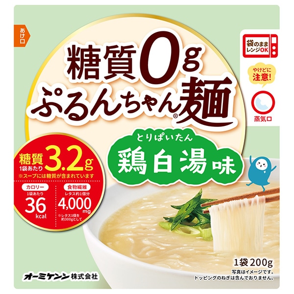 オーミケンシ 糖質0g ぷるんちゃん麺 鶏白湯味 200g×12袋入