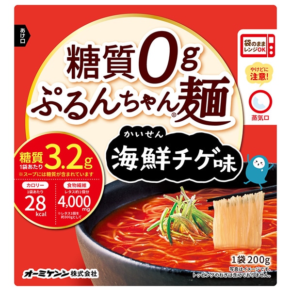 オーミケンシ 糖質0g ぷるんちゃん麺 海鮮チゲ味 200g×12袋入×(2ケース)
