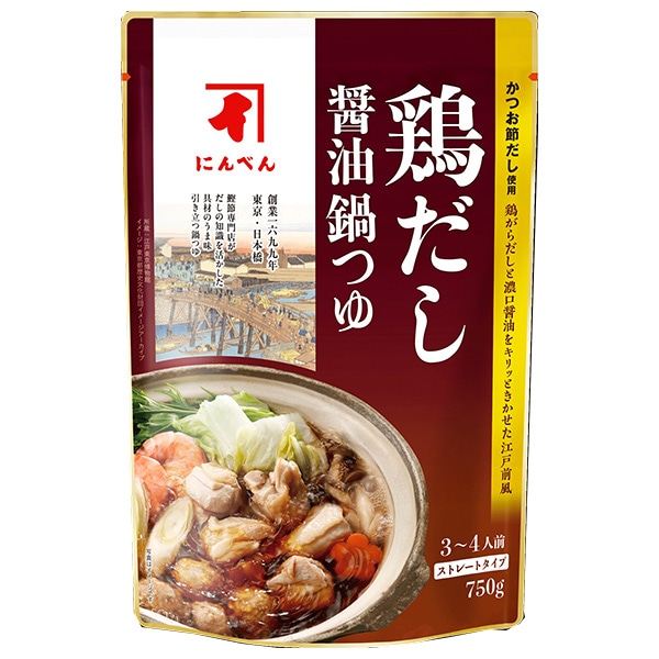 にんべん 鶏だし 醤油鍋つゆ 750gパウチ×12袋入
