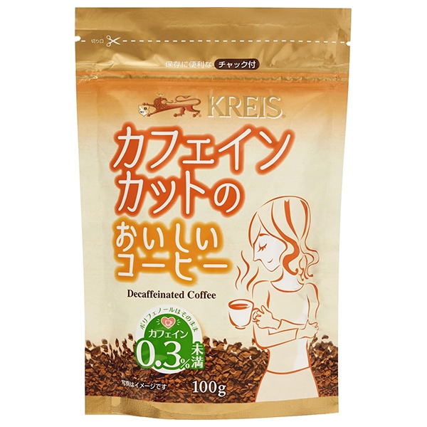 KREIS クライス カフェインカットのおいしいコーヒー(ジッパーパック) 100g袋×6袋入×(2ケース)