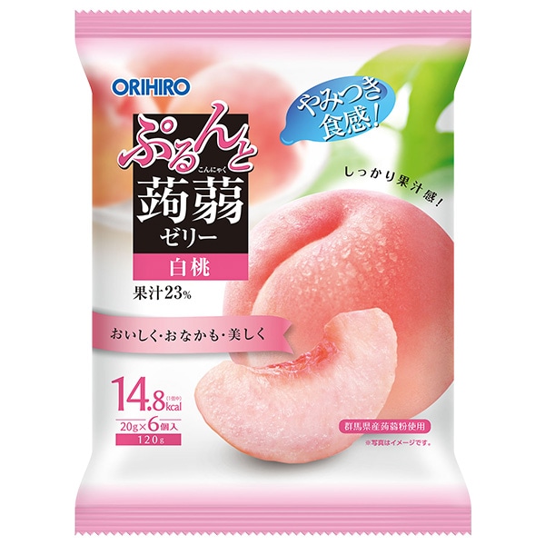 オリヒロ ぷるんと蒟蒻ゼリー 白桃 20gパウチ×6個×24袋入
