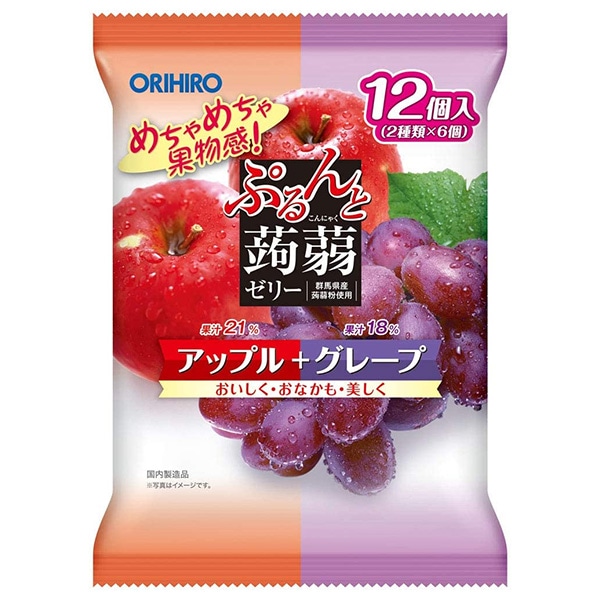 オリヒロ ぷるんと蒟蒻ゼリー アップル＋グレープ 20g×12個×12袋入×(2ケース)