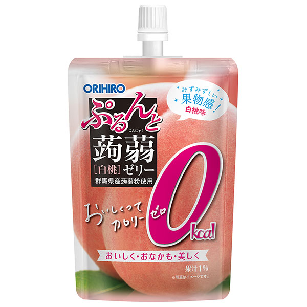 オリヒロ ぷるんと蒟蒻ゼリー カロリーゼロ 白桃 130gパウチ×48本入