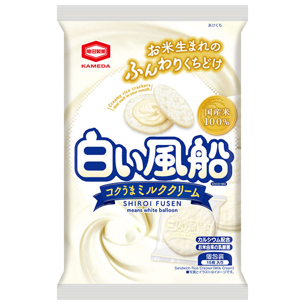 亀田製菓 白い風船 コクうまミルククリーム 15枚×12袋入 メーカー 問屋直送