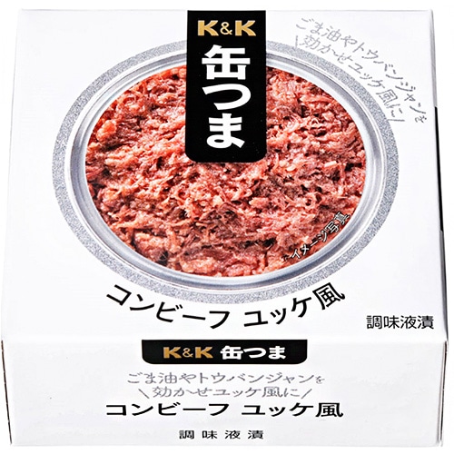 【送料無料・メーカー/問屋直送品・代引不可】国分 K&K 缶つま コンビーフ ユッケ風 新F3号缶 80g×6個入×(2ケース)