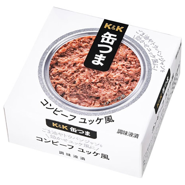 【送料無料・メーカー/問屋直送品・代引不可】国分 K&K 缶つま コンビーフ ユッケ風 新F3号缶 80g×6個入
