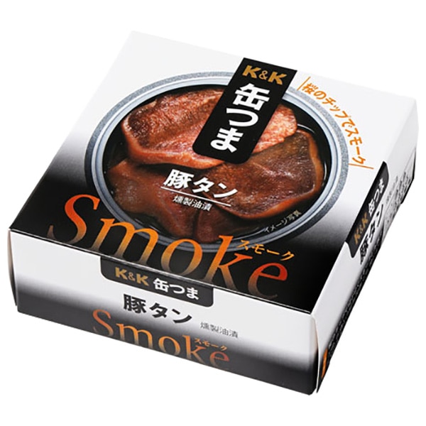 【送料無料・メーカー/問屋直送品・代引不可】国分 K&K 缶つまスモーク 豚タン P4号缶 50g×6個入