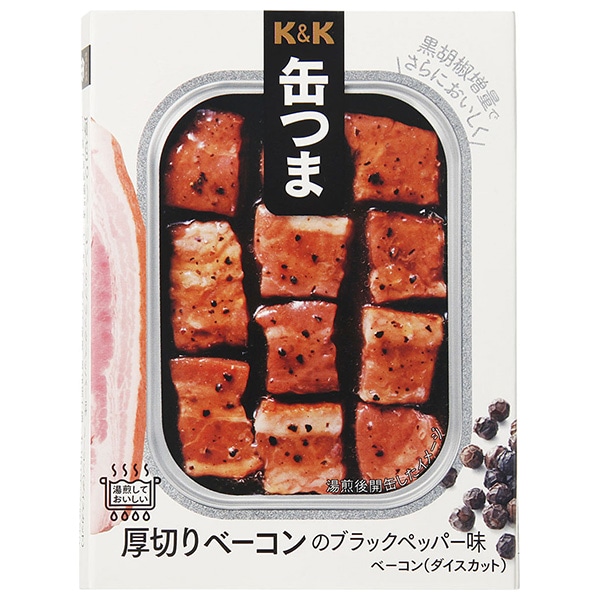 【送料無料・メーカー/問屋直送品・代引不可】国分 K&K 缶つま 厚切りベーコンのブラックペッパー味 105g×6個入