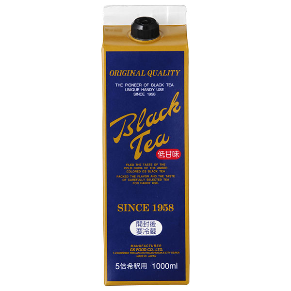 ジーエスフード GS ブラックティーL 低甘味 1000ml紙パック×12本入