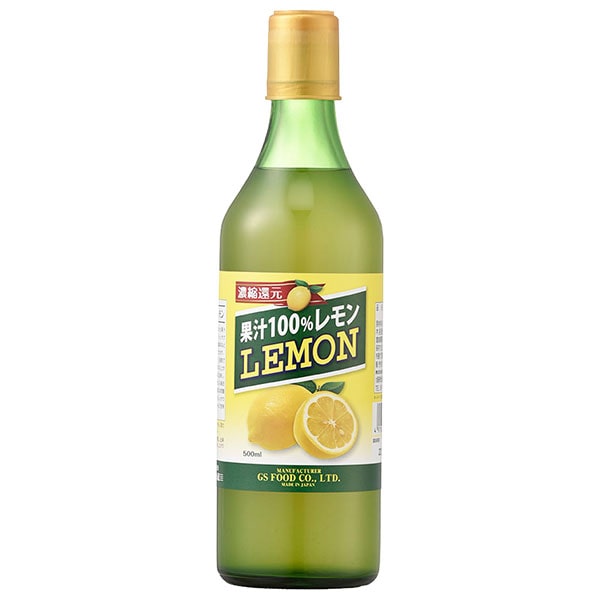 ジーエスフード GS 100％レモン 500ml瓶×12本入×(2ケース)