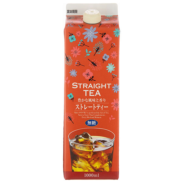 ジーエスフード GS ストレートティー 無糖 1000ml紙パック×12本入
