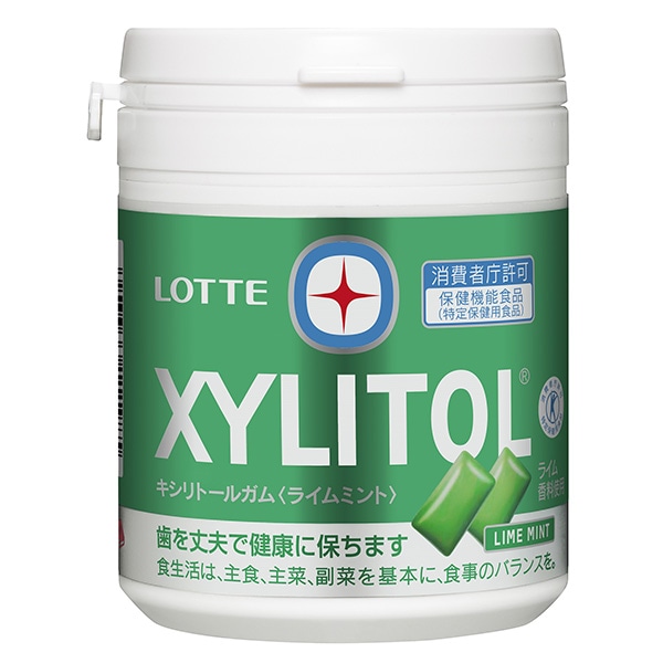 ロッテ キシリトールガム +フッ素 ペパーミント スリムボトル 125g×6個入