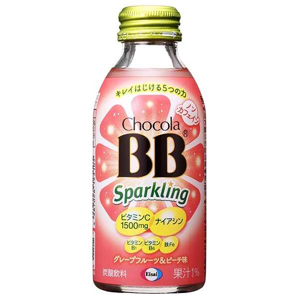 エーザイ チョコラBBスパークリング グレープフルーツ&ピーチ味 140ml瓶×24本入