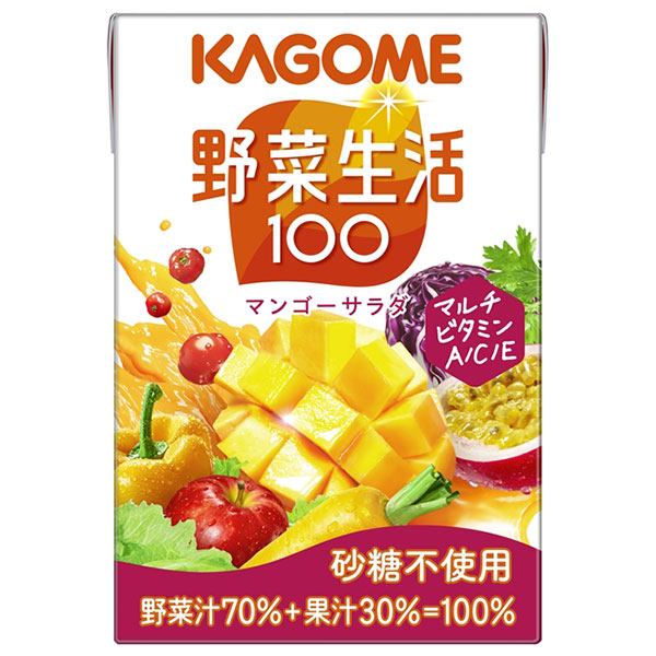 カゴメ 野菜生活100 マンゴーサラダ 100ml紙パック×30本入×(2ケース)