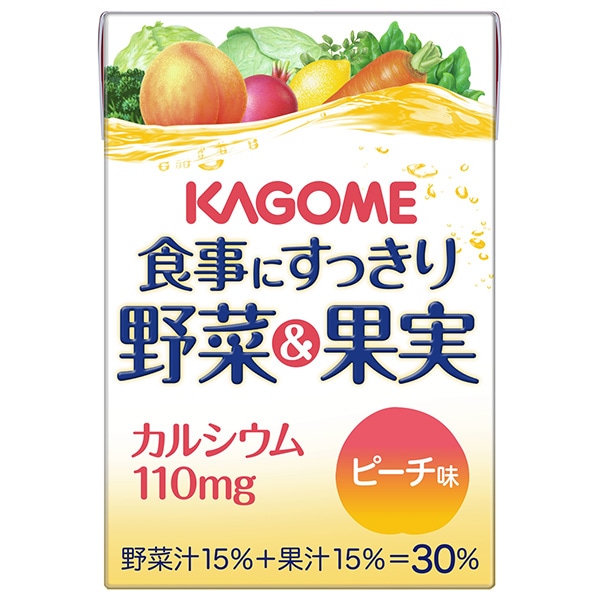 カゴメ 食事にすっきり野菜&果実カルシウム ピーチ味 100ml紙パック×36本入×(2ケース)