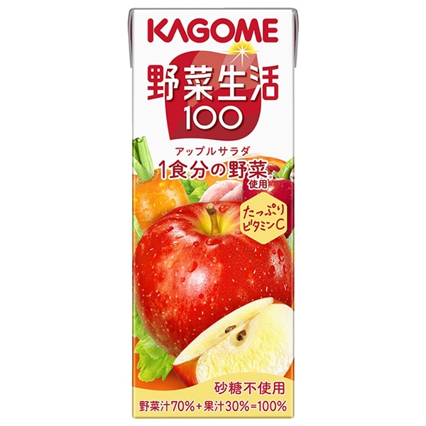 カゴメ 野菜生活100 アップルサラダ 200ml紙パック×24本入×(2ケース)