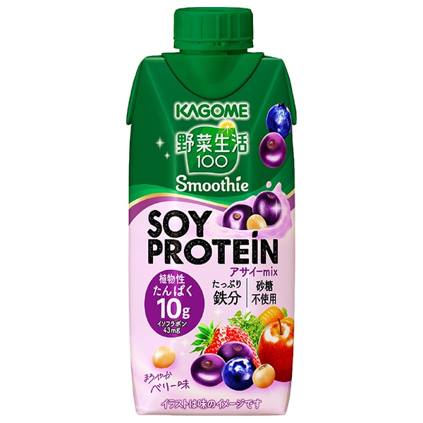 カゴメ 野菜生活100 Smoothie(スムージー) SOY PROTEIN(ソイプロテイン) アサイーmix 330ml紙パック×12本入×(2ケース)