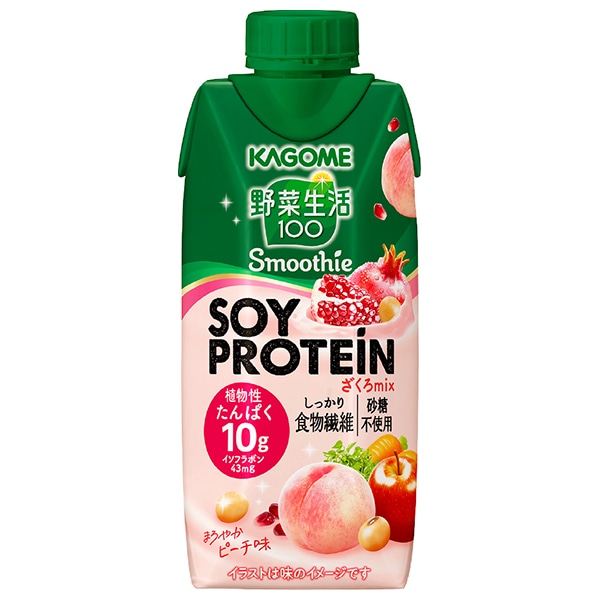 カゴメ 野菜生活100 Smoothie(スムージー) SOY PROTEIN(ソイプロテイン) ざくろmix 330ml紙パック×12本入×(2ケース)
