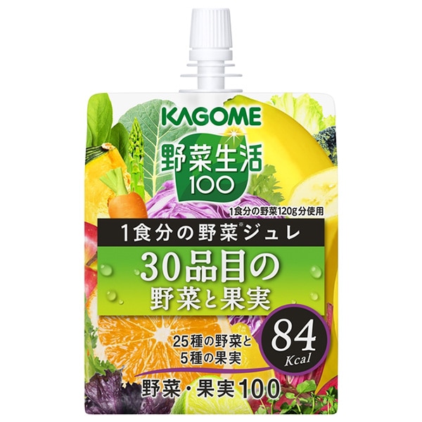 カゴメ 野菜生活100 1食分の野菜ジュレ 30品目の野菜と果実 180gパウチ×30本入×(2ケース)