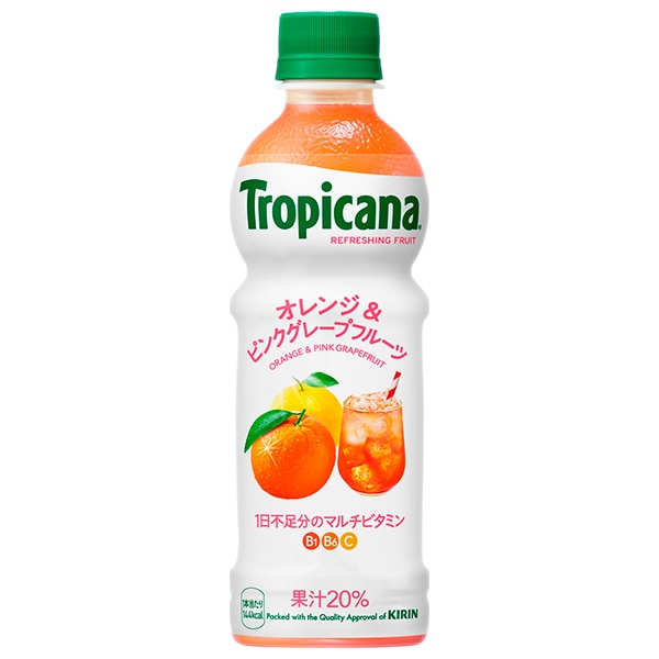 キリン トロピカーナ リフレッシュフルーツ オレンジ&ピンクグレープフルーツ 330mlペットボトル×24本入