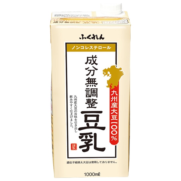ふくれん 九州産大豆 成分無調整豆乳 1000ml紙パック×18(6×3)本入