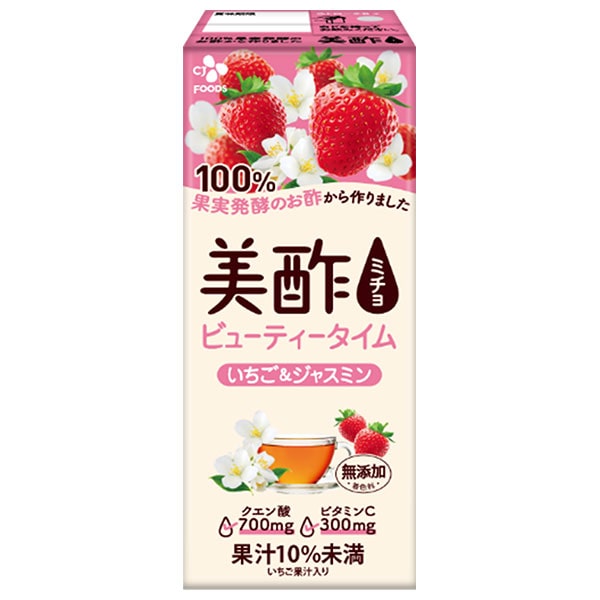 CJジャパン 美酢(ミチョ) ビューティータイム いちご&ジャスミン 200ml紙パック×24本入