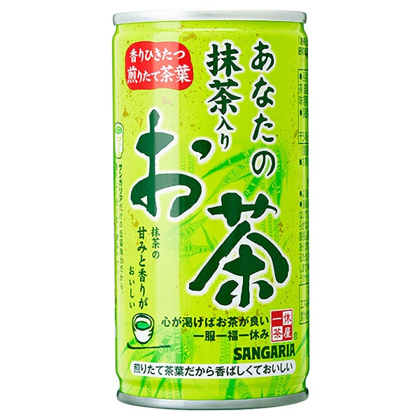 サンガリア 一休茶屋 あなたの抹茶入りお茶 190g缶×30本入