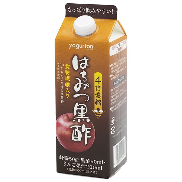 ヨーグルトン乳業 はちみつ黒酢 4倍濃縮 500ml紙パック×15本入
