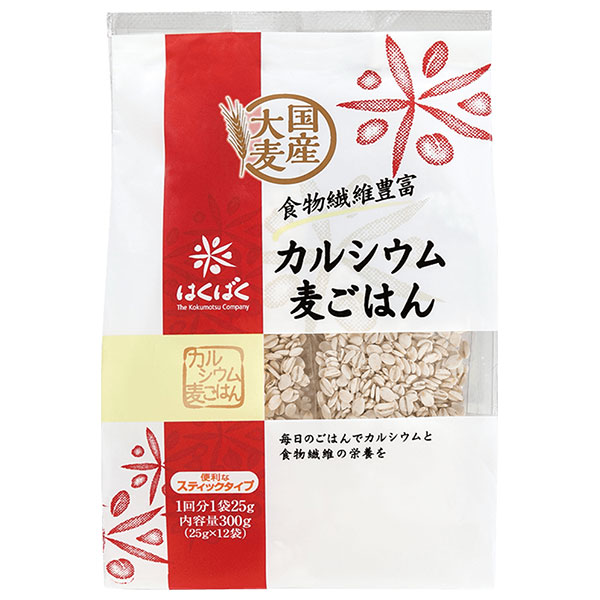 はくばく カルシウム麦ごはん 胚芽押麦 スタンドパック 300g(25g×12袋)×12袋入