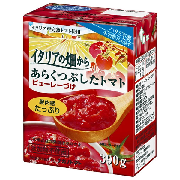 ナガノトマト イタリアの畑から あらくつぶしたトマト ピューレーづけ 390g×12箱入
