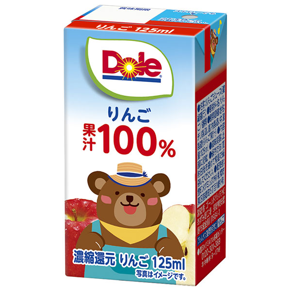 雪印メグミルク Dole(ドール) りんご100% 125ml紙パック×18本入×(2ケース)