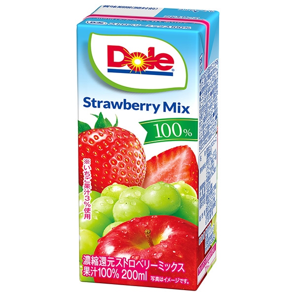 雪印メグミルク Dole(ドール) ストロベリーミックス100% 200ml紙パック×18本入 メーカー 問屋直送