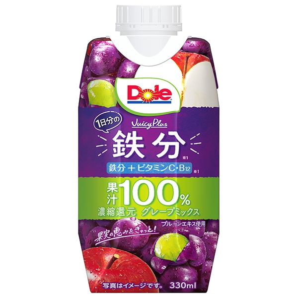雪印メグミルク Dole(ドール) Juicy Plus 1日分の鉄分 330ml紙パック×12本入×(2ケース)