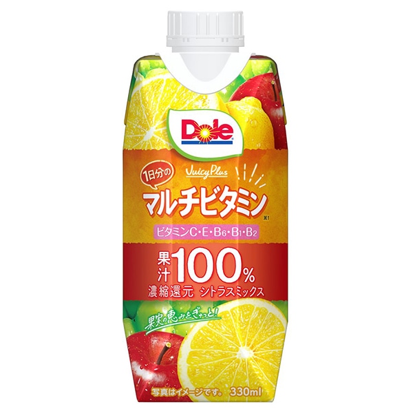雪印メグミルク Dole(ドール) Juicy Plus 1日分のマルチビタミン 330ml紙パック×12本入 メーカー 問屋直送