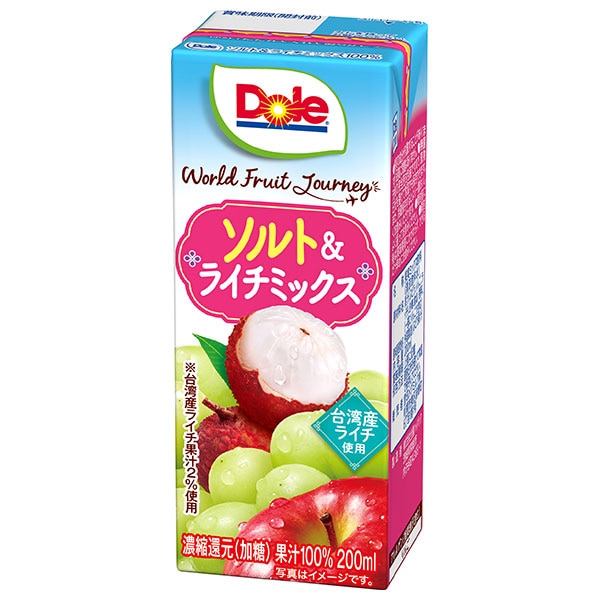 雪印メグミルク Dole(ドール) World Fruits Journey ソルト&ライチミックス 200ml紙パック×18本入 メーカー 問屋直送
