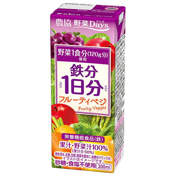 雪印メグミルク 農協 野菜Days 鉄分1日分 フルーティベジ 200ml紙パック×24本入