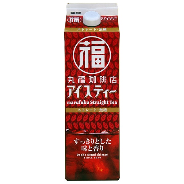 丸福珈琲店 アイスティー ストレート 無糖 1000ml紙パック×6本入×(2ケース)