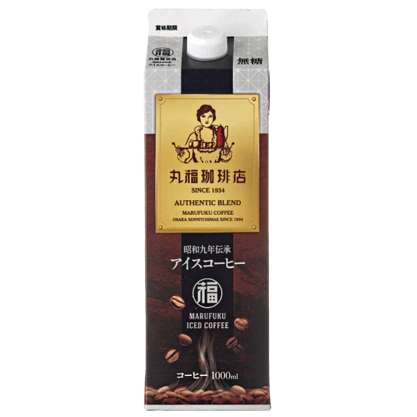 丸福珈琲店 昭和九年伝承 アイスコーヒー 無糖 1000ml紙パック×6本入×(2ケース)