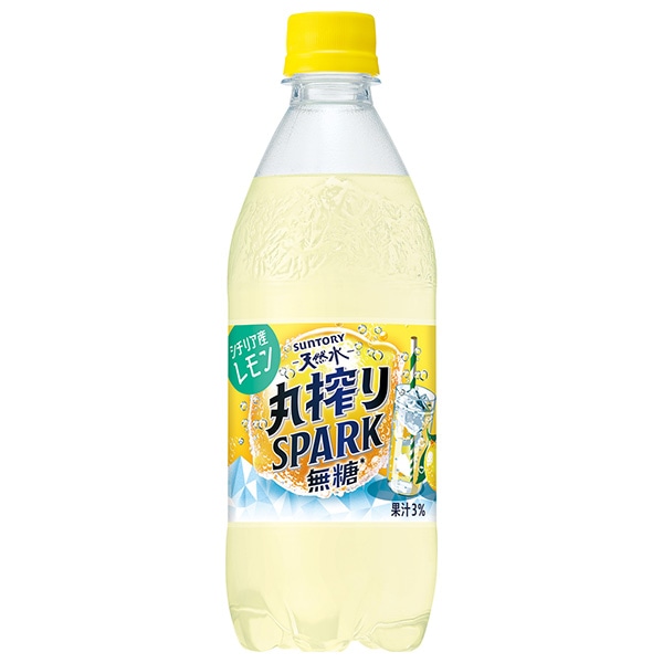 サントリー 天然水 丸搾りSPARK無糖 レモン 500mlペットボトル×24本入