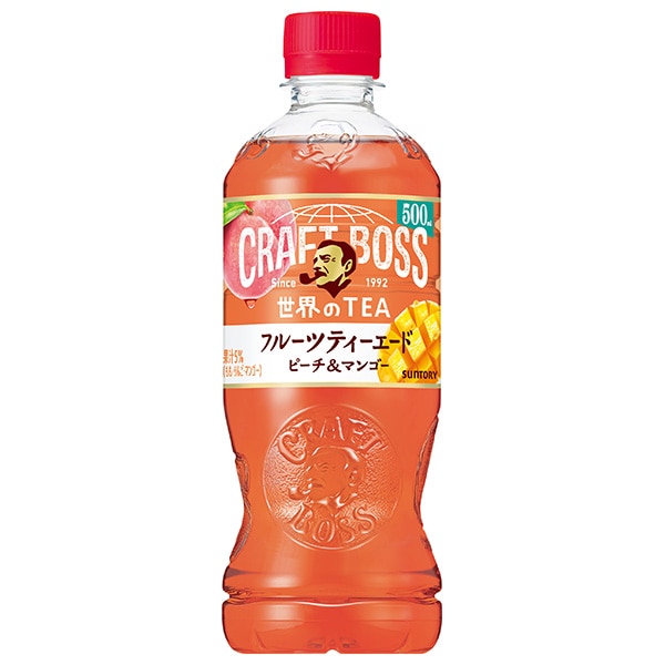 サントリー クラフトボス フルーツティーエード ピーチ&マンゴー【自動販売機用】 500mlペットボトル×24本入