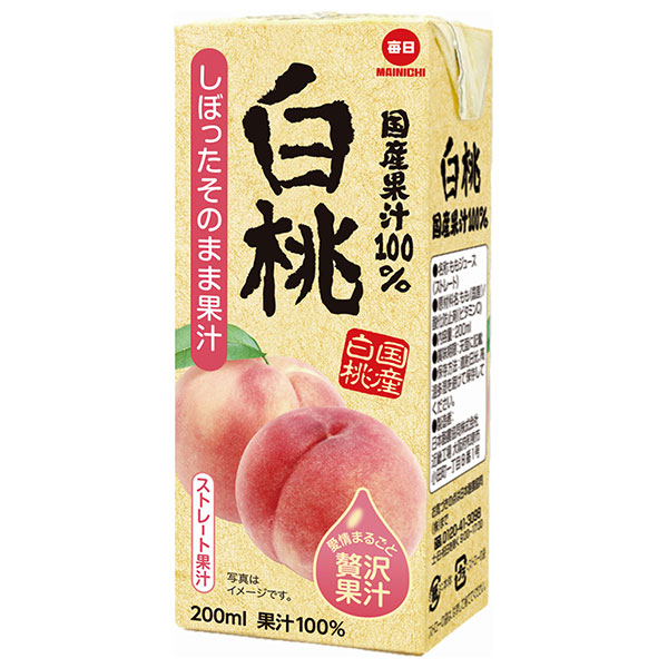 毎日牛乳 国産果汁100% 白桃 200ml紙パック×24本入