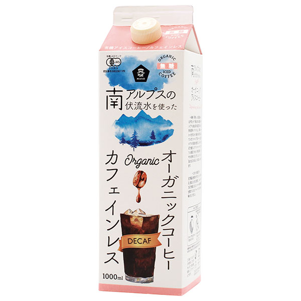 ムソー オーガニックアイスコーヒー カフェインレス 無糖 1000ml紙パック×12本入×(2ケース)