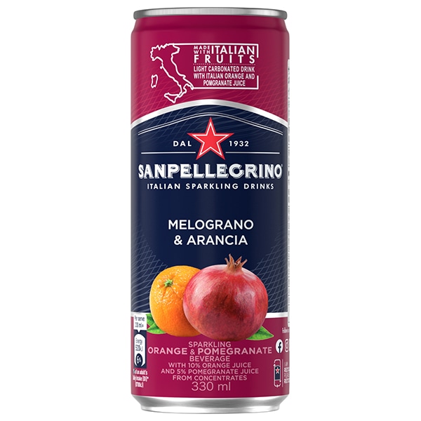 日仏貿易 サンペレグリノ メログラーノアランチャ(ザクロ&オレンジ) 330ml缶×24本入