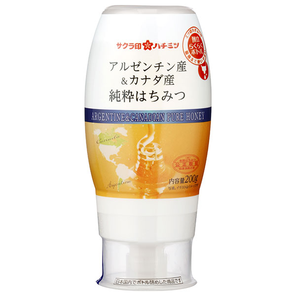 加藤美蜂園 サクラ印 アルゼンチン産&カナダ 産純粋はちみつ 200g×12本入×(2ケース)