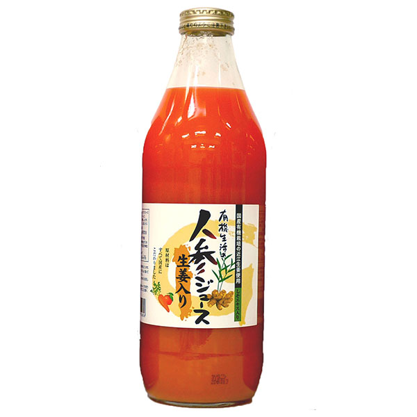 イー・有機生活 有機生活の人参ジュース 生姜入り 1000ml瓶×6本入×(2ケース)